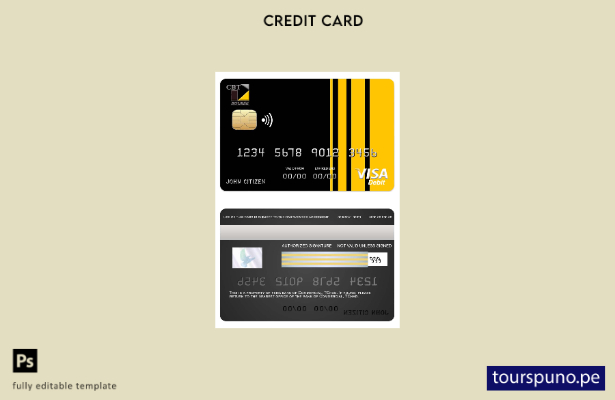 listo para imprimir Plantilla de tarjeta visa TCad del banco comercial de Chad